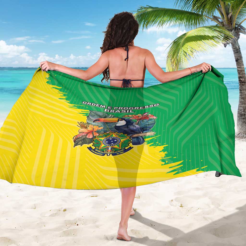 Brazil Coat Of Arms Sarong With Flag Style - Wonder Print Shop