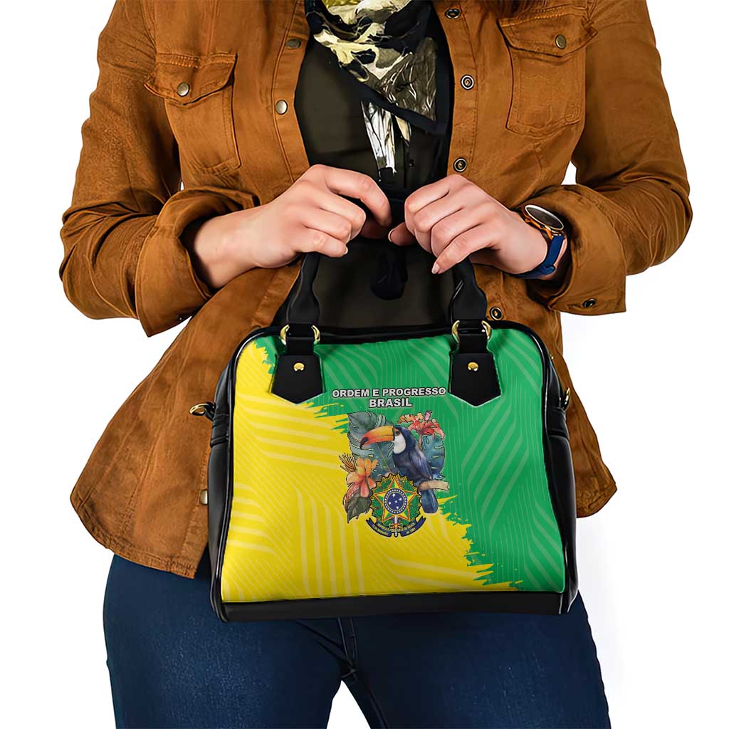 Brazil Coat Of Arms Shoulder Handbag With Flag Style