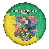 Brazil Coat Of Arms Spare Tire Cover With Flag Style - Wonder Print Shop