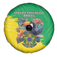 Brazil Coat Of Arms Spare Tire Cover With Flag Style - Wonder Print Shop
