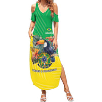 Brazil Coat Of Arms Summer Maxi Dress With Flag Style - Wonder Print Shop
