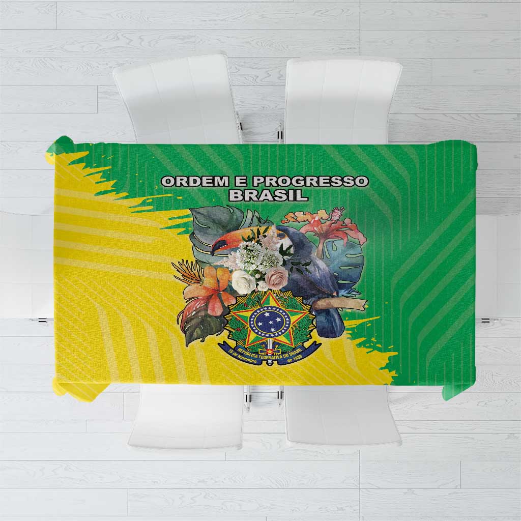 Brazil Coat Of Arms Tablecloth With Flag Style - Wonder Print Shop
