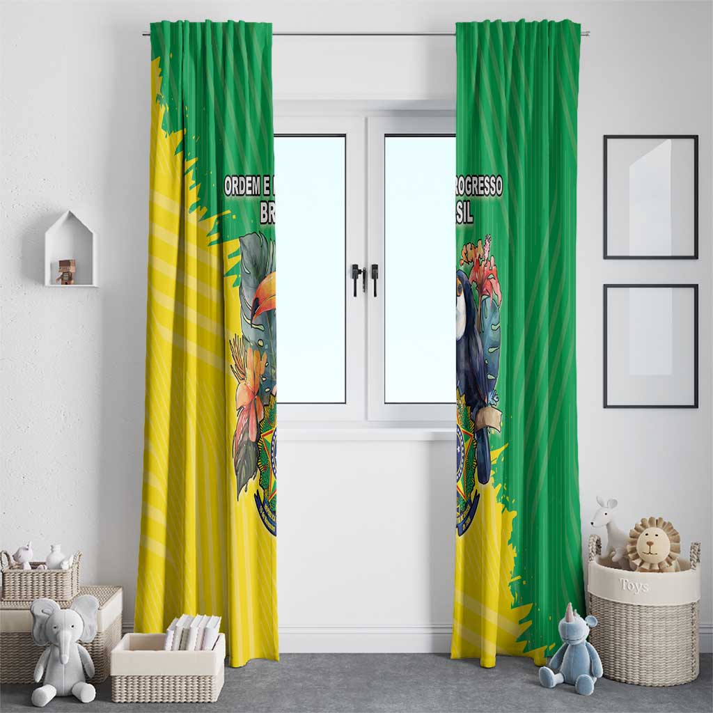 Brazil Coat Of Arms Window Curtain With Flag Style - Wonder Print Shop