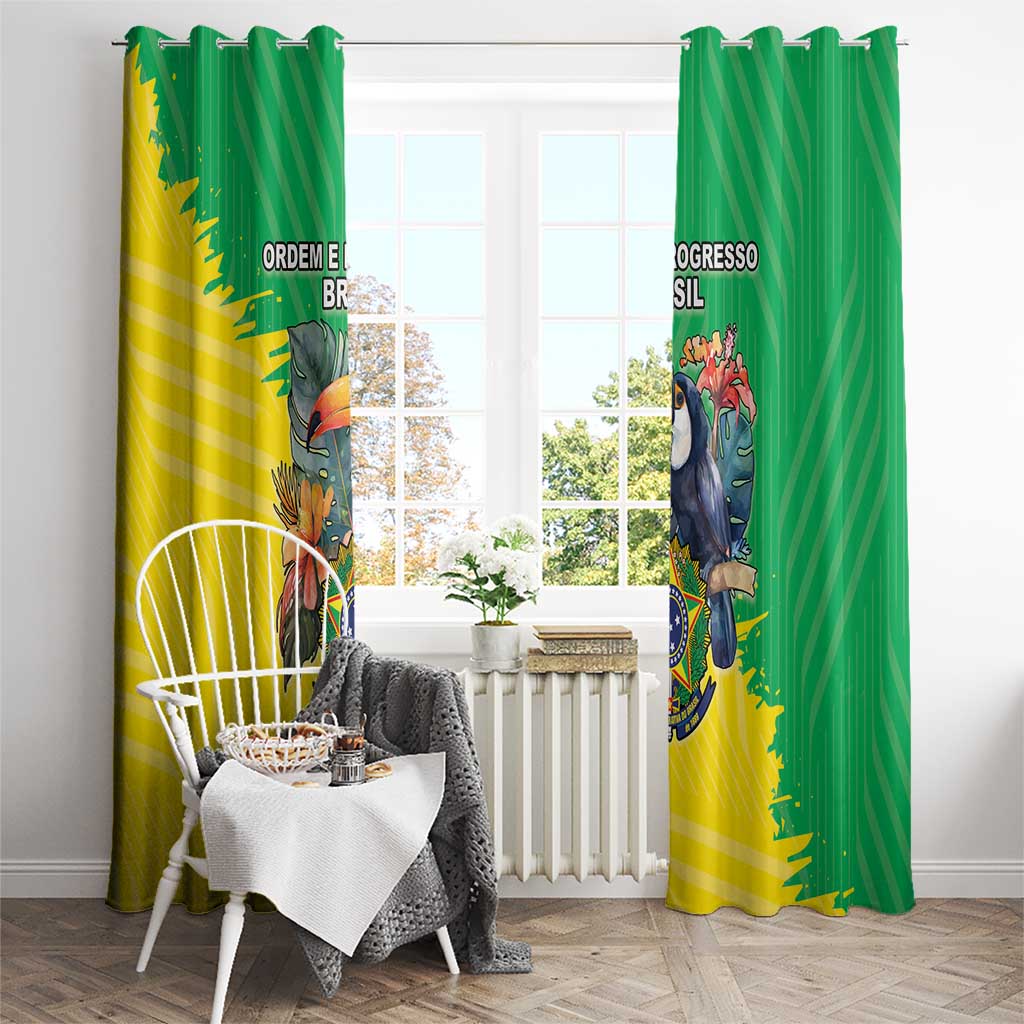 Brazil Coat Of Arms Window Curtain With Flag Style - Wonder Print Shop
