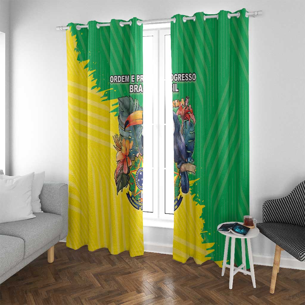 Brazil Coat Of Arms Window Curtain With Flag Style - Wonder Print Shop