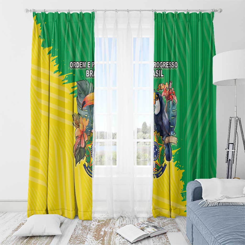 Brazil Coat Of Arms Window Curtain With Flag Style - Wonder Print Shop