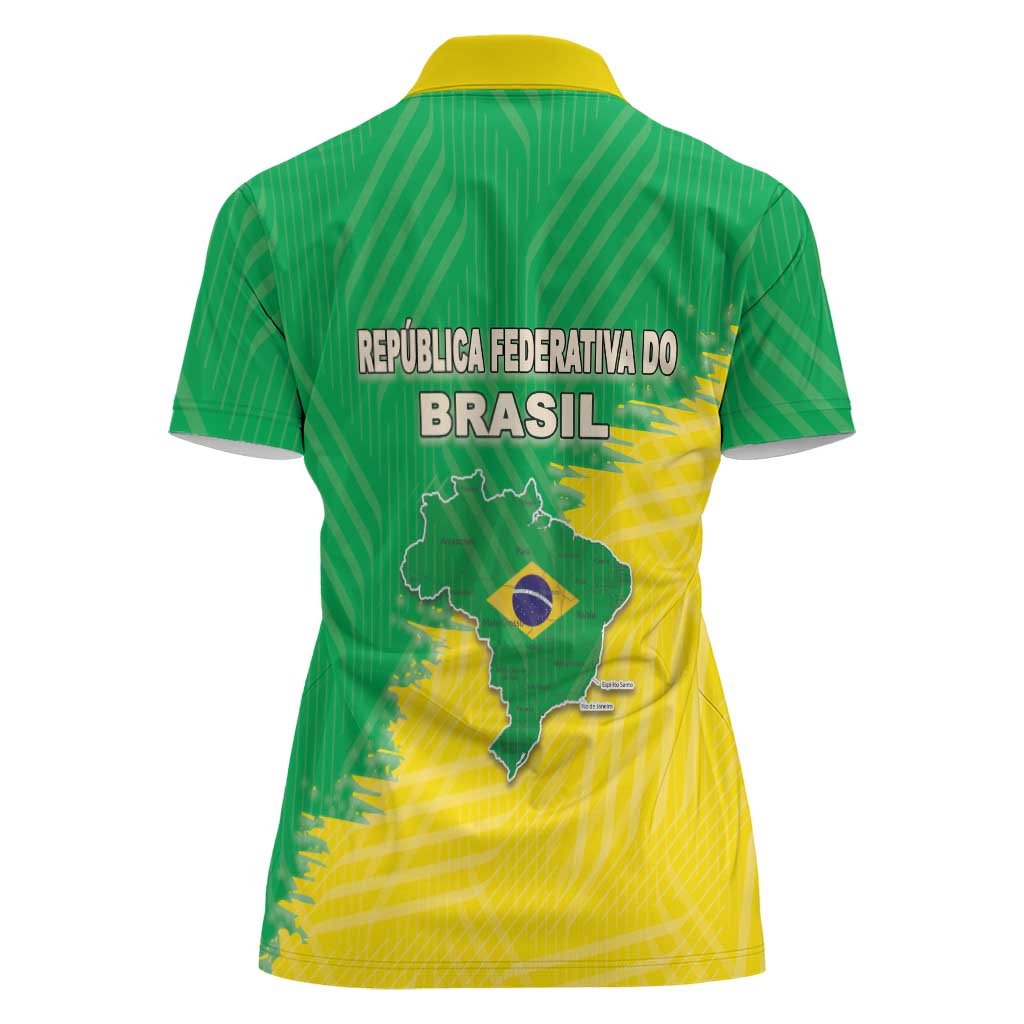 Brazil Coat Of Arms Women Polo Shirt With Flag Style - Wonder Print Shop