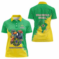 Brazil Coat Of Arms Women Polo Shirt With Flag Style - Wonder Print Shop
