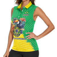 Brazil Coat Of Arms Women Sleeveless Polo Shirt With Flag Style - Wonder Print Shop