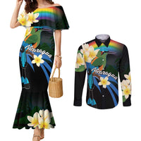Nicaragua Independence Day Couples Matching Mermaid Dress and Long Sleeve Button Shirt En Dios confiamos - Wonder Print Shop