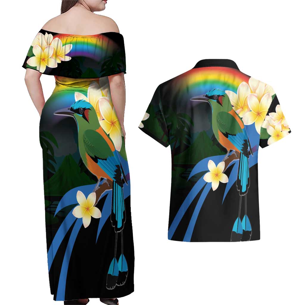 Nicaragua Independence Day Couples Matching Off Shoulder Maxi Dress and Hawaiian Shirt En Dios confiamos - Wonder Print Shop