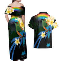 Nicaragua Independence Day Couples Matching Off Shoulder Maxi Dress and Hawaiian Shirt En Dios confiamos - Wonder Print Shop