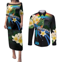 Nicaragua Independence Day Couples Matching Puletasi and Long Sleeve Button Shirt En Dios confiamos - Wonder Print Shop
