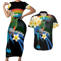 Nicaragua Independence Day Couples Matching Short Sleeve Bodycon Dress and Hawaiian Shirt En Dios confiamos - Wonder Print Shop