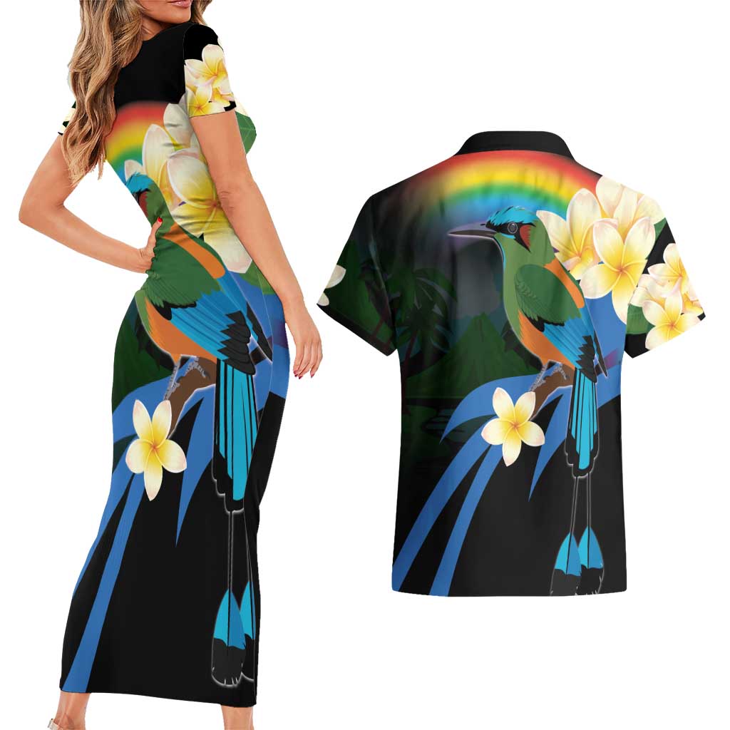 Nicaragua Independence Day Couples Matching Short Sleeve Bodycon Dress and Hawaiian Shirt En Dios confiamos - Wonder Print Shop
