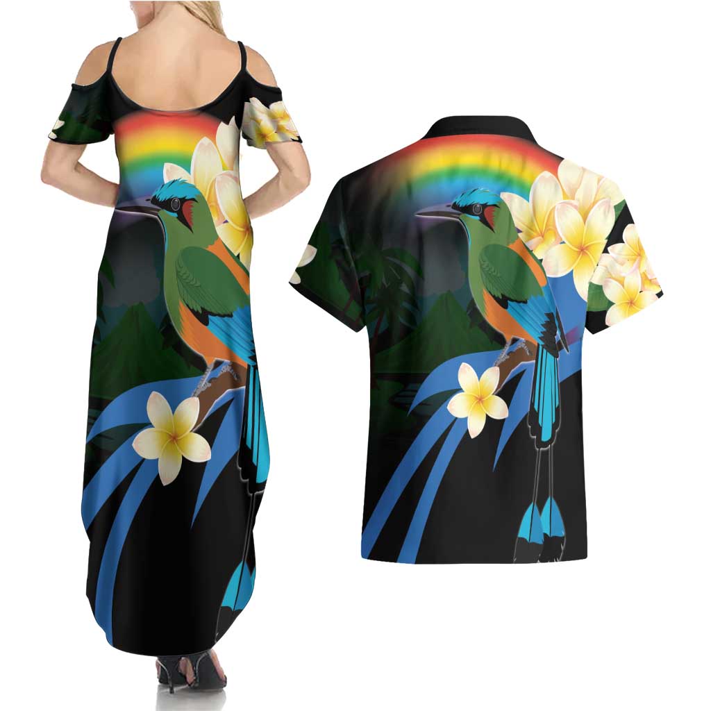 Nicaragua Independence Day Couples Matching Summer Maxi Dress and Hawaiian Shirt En Dios confiamos - Wonder Print Shop