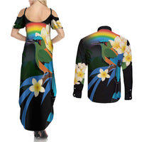 Nicaragua Independence Day Couples Matching Summer Maxi Dress and Long Sleeve Button Shirt En Dios confiamos - Wonder Print Shop