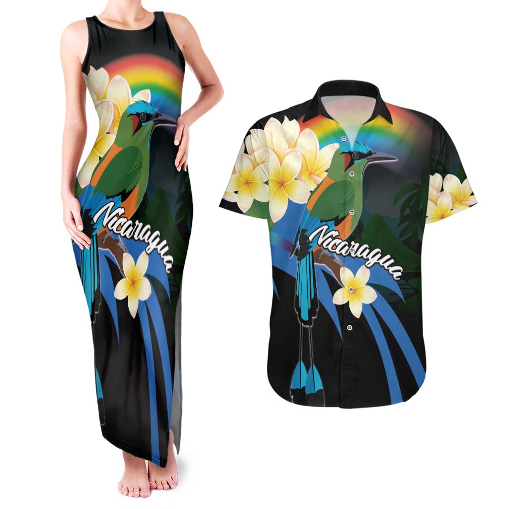 Nicaragua Independence Day Couples Matching Tank Maxi Dress and Hawaiian Shirt En Dios confiamos - Wonder Print Shop