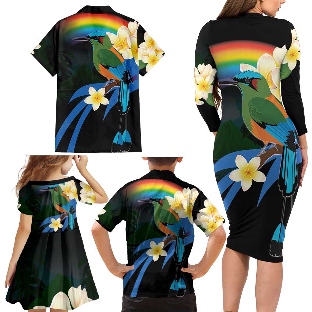 Nicaragua Independence Day Family Matching Long Sleeve Bodycon Dress and Hawaiian Shirt En Dios confiamos - Wonder Print Shop