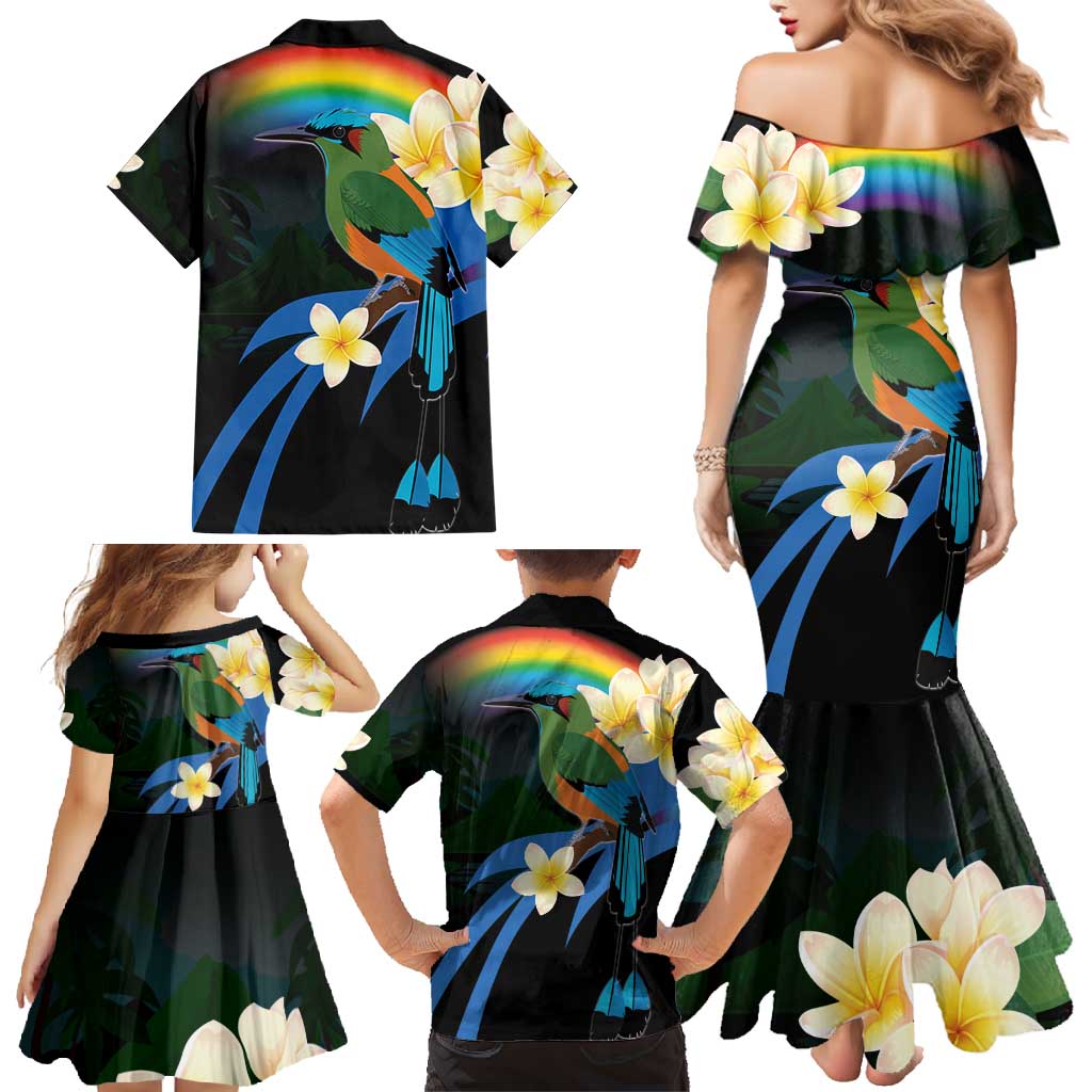 Nicaragua Independence Day Family Matching Mermaid Dress and Hawaiian Shirt En Dios confiamos - Wonder Print Shop