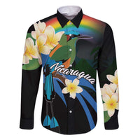 Nicaragua Independence Day Family Matching Off The Shoulder Long Sleeve Dress and Hawaiian Shirt En Dios confiamos - Wonder Print Shop