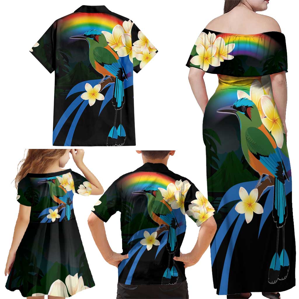 Nicaragua Independence Day Family Matching Off Shoulder Maxi Dress and Hawaiian Shirt En Dios confiamos - Wonder Print Shop