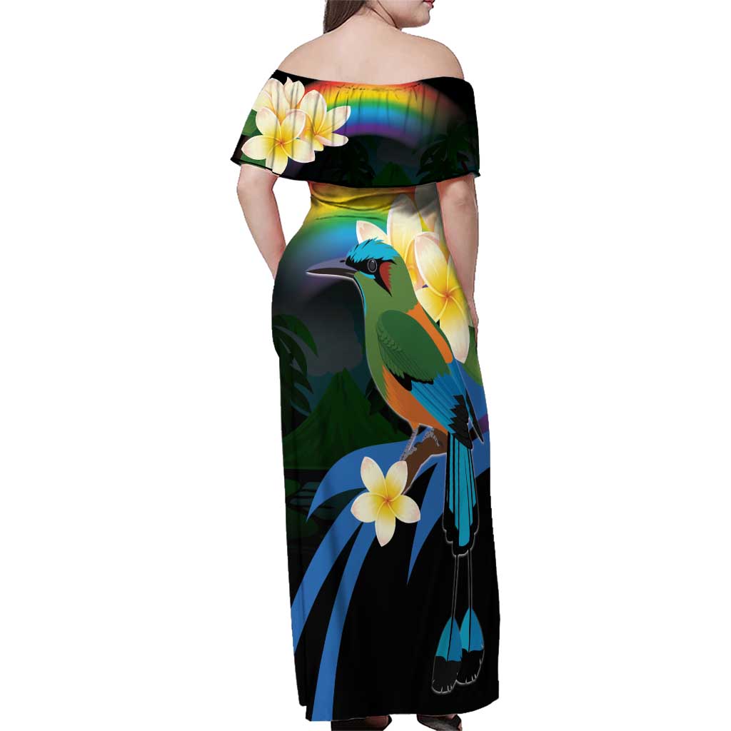 Nicaragua Independence Day Family Matching Off Shoulder Maxi Dress and Hawaiian Shirt En Dios confiamos - Wonder Print Shop