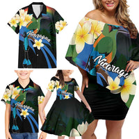 Nicaragua Independence Day Family Matching Off Shoulder Short Dress and Hawaiian Shirt En Dios confiamos - Wonder Print Shop