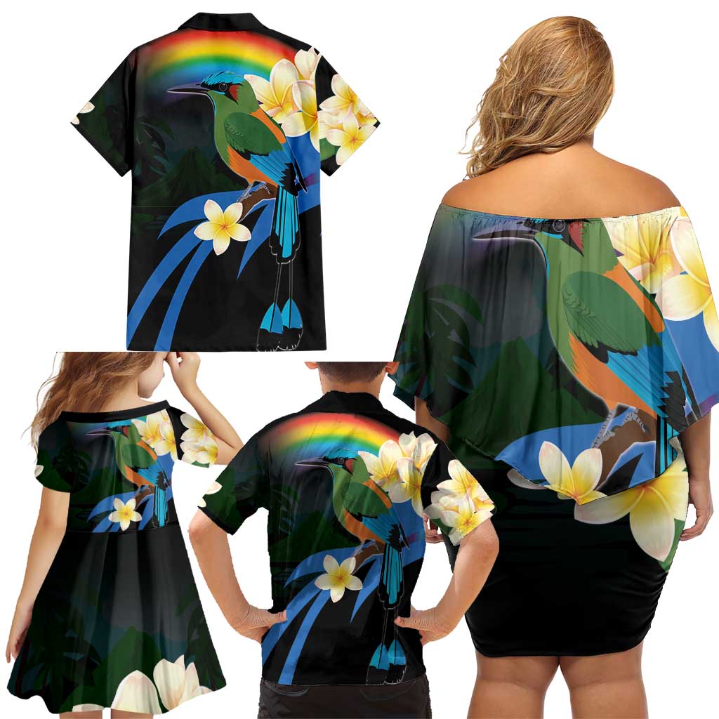 Nicaragua Independence Day Family Matching Off Shoulder Short Dress and Hawaiian Shirt En Dios confiamos - Wonder Print Shop