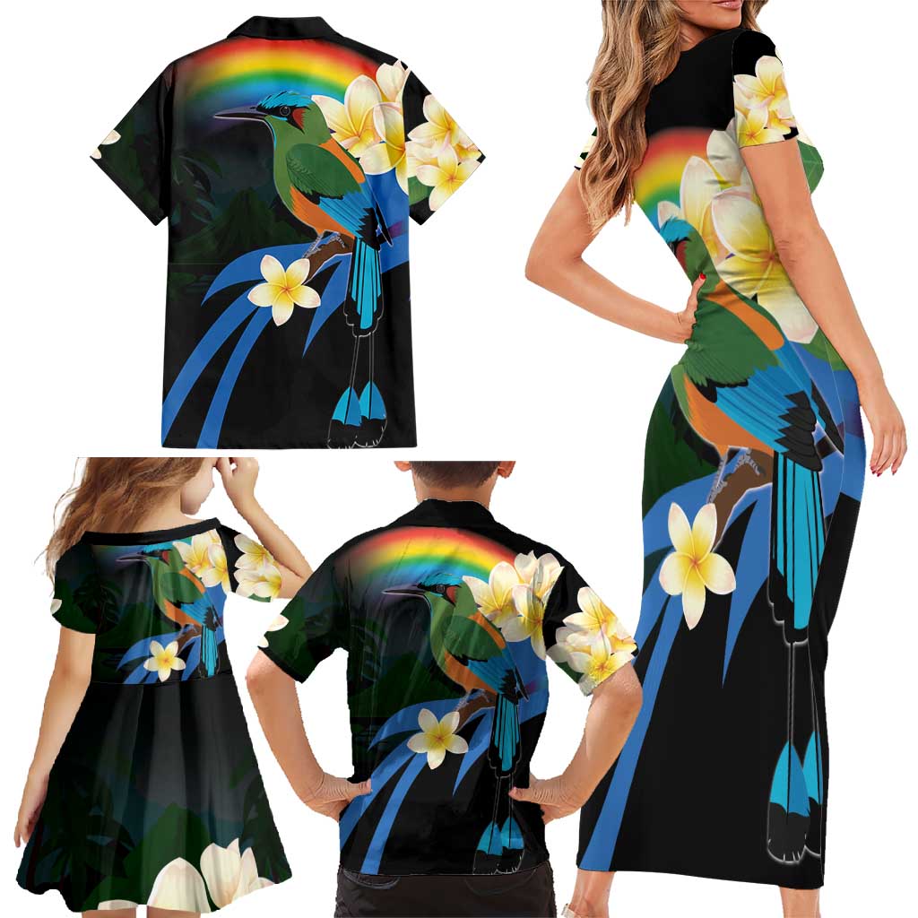 Nicaragua Independence Day Family Matching Short Sleeve Bodycon Dress and Hawaiian Shirt En Dios confiamos - Wonder Print Shop