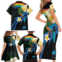 Nicaragua Independence Day Family Matching Short Sleeve Bodycon Dress and Hawaiian Shirt En Dios confiamos - Wonder Print Shop