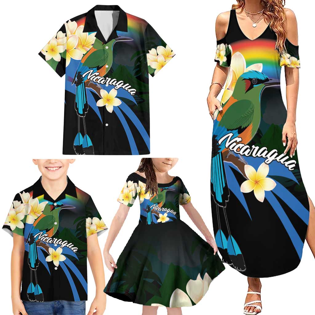Nicaragua Independence Day Family Matching Summer Maxi Dress and Hawaiian Shirt En Dios confiamos - Wonder Print Shop