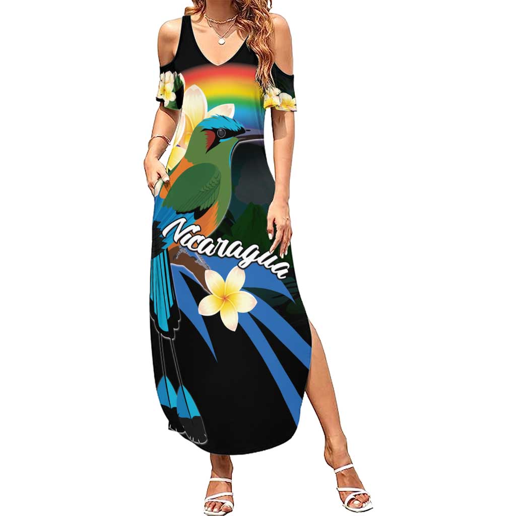 Nicaragua Independence Day Family Matching Summer Maxi Dress and Hawaiian Shirt En Dios confiamos - Wonder Print Shop