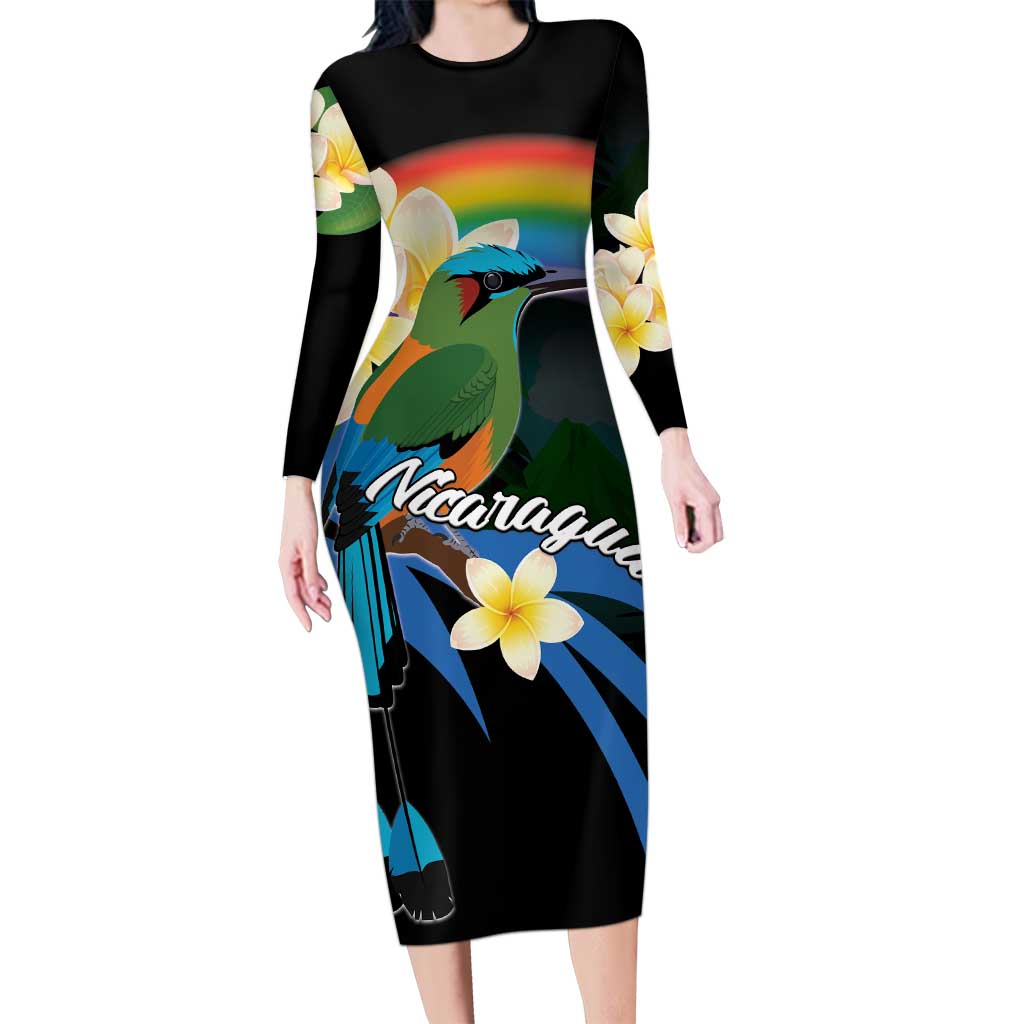 Nicaragua Independence Day Long Sleeve Bodycon Dress En Dios confiamos - Wonder Print Shop