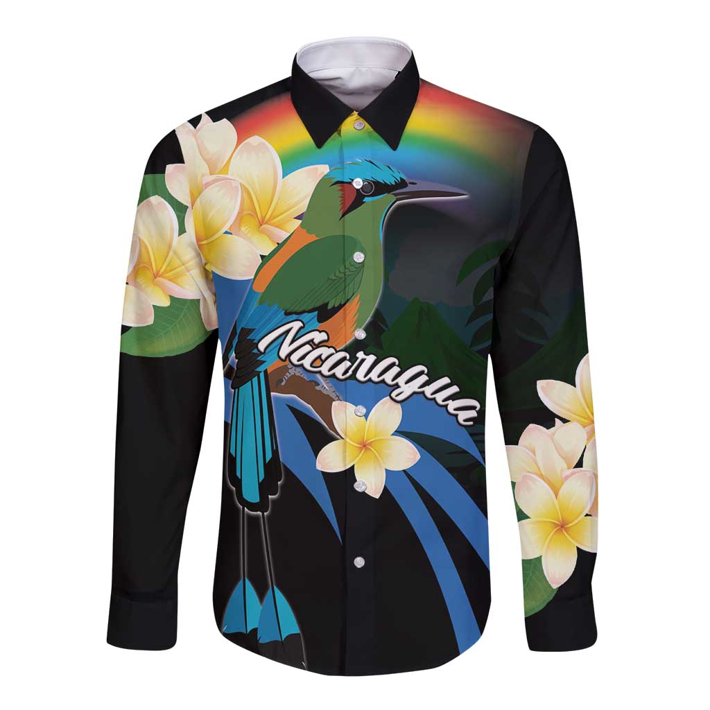 Nicaragua Independence Day Long Sleeve Button Shirt En Dios confiamos - Wonder Print Shop