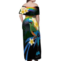 Nicaragua Independence Day Off Shoulder Maxi Dress En Dios confiamos - Wonder Print Shop
