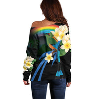 Nicaragua Independence Day Off Shoulder Sweater En Dios confiamos - Wonder Print Shop