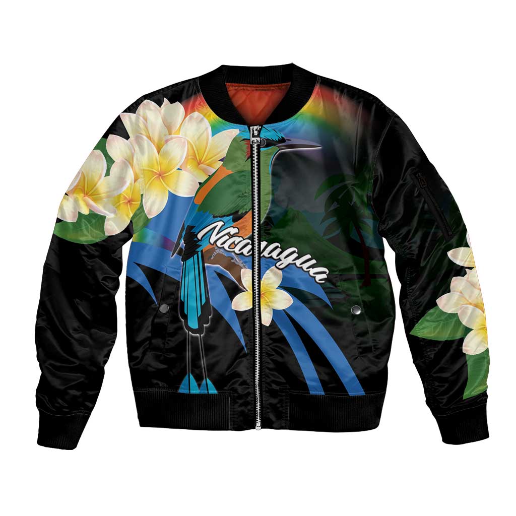 Nicaragua Independence Day Sleeve Zip Bomber Jacket En Dios confiamos - Wonder Print Shop