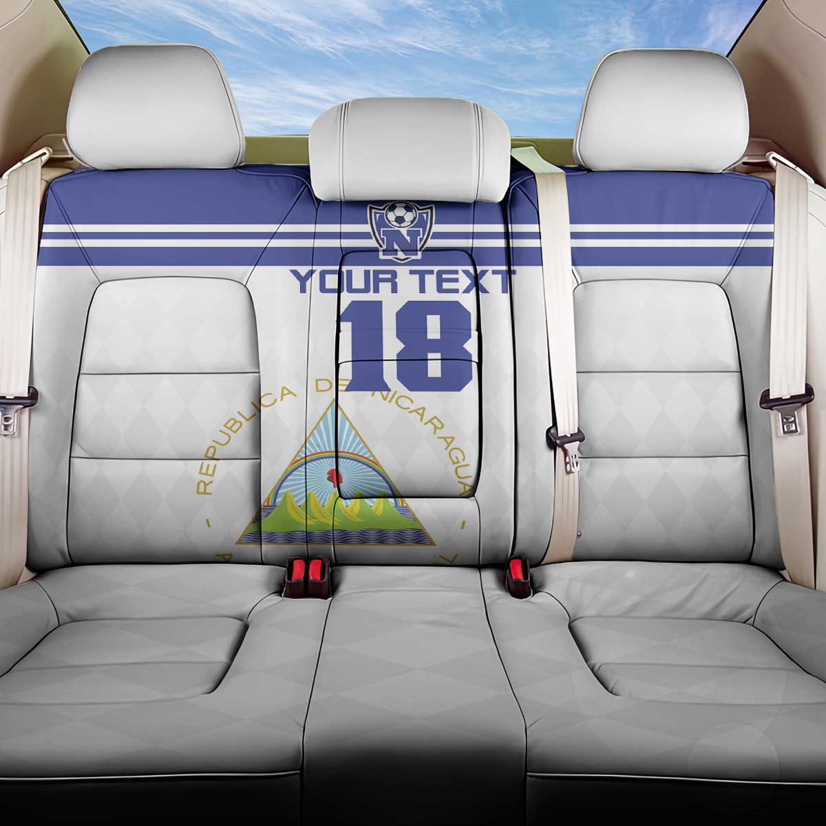 Custom Nicaragua Football Back Car Seat Cover La Azul y Blanco - Wonder Print Shop