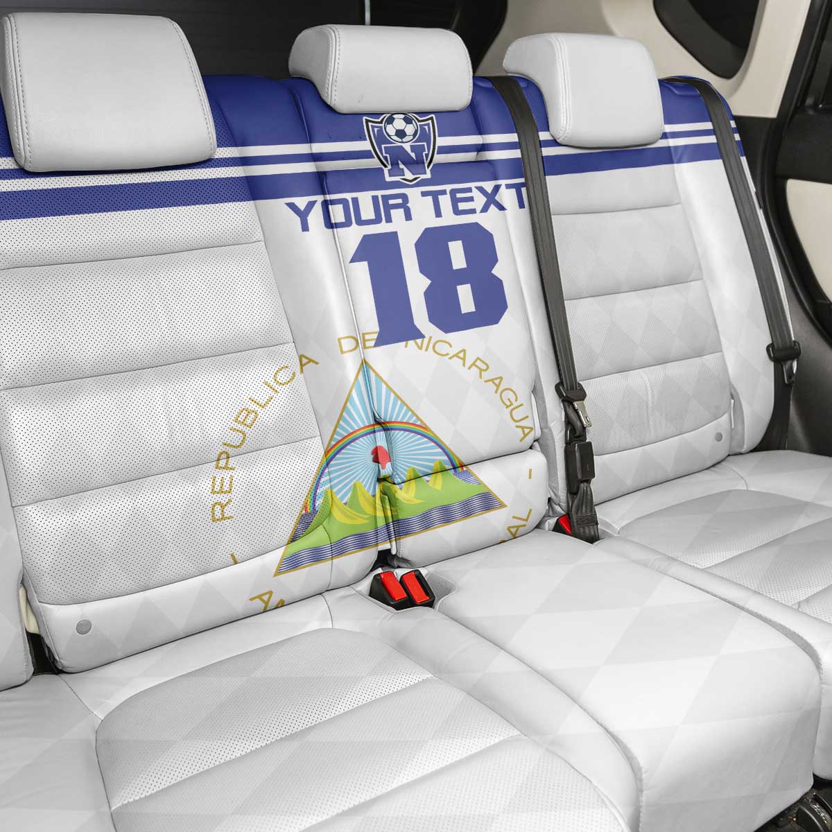 Custom Nicaragua Football Back Car Seat Cover La Azul y Blanco - Wonder Print Shop