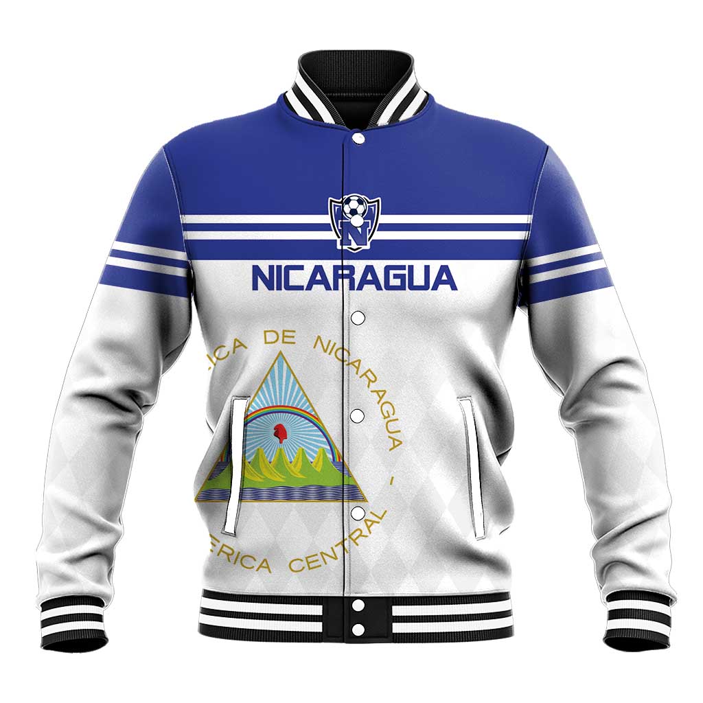 Custom Nicaragua Football Baseball Jacket La Azul y Blanco - Wonder Print Shop