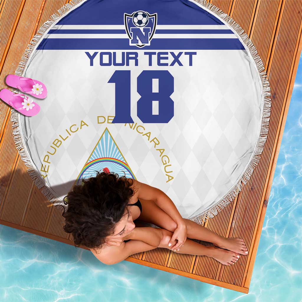 Custom Nicaragua Football Beach Blanket La Azul y Blanco - Wonder Print Shop