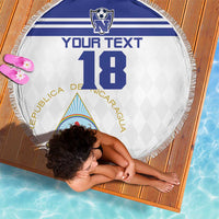 Custom Nicaragua Football Beach Blanket La Azul y Blanco - Wonder Print Shop