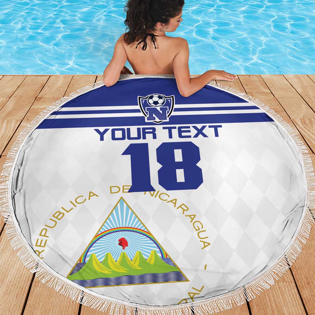 Custom Nicaragua Football Beach Blanket La Azul y Blanco - Wonder Print Shop
