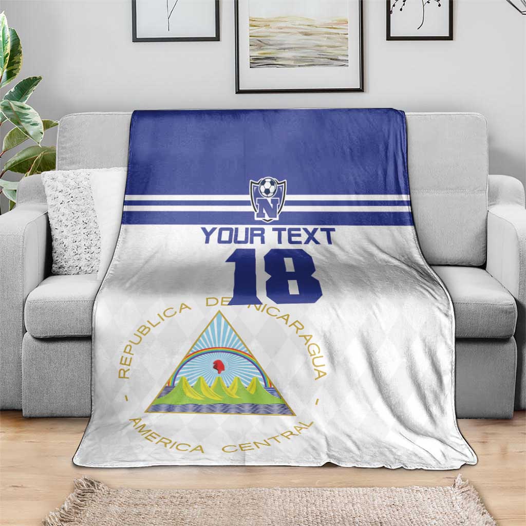 Custom Nicaragua Football Blanket La Azul y Blanco - Wonder Print Shop