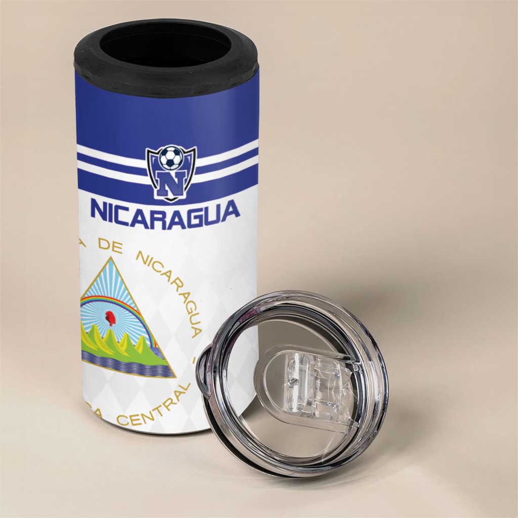 Custom Nicaragua Football 4 in 1 Can Cooler Tumbler La Azul y Blanco - Wonder Print Shop