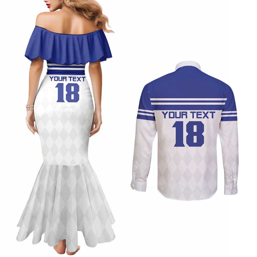 Custom Nicaragua Football Couples Matching Mermaid Dress and Long Sleeve Button Shirt La Azul y Blanco - Wonder Print Shop