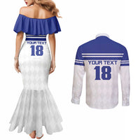Custom Nicaragua Football Couples Matching Mermaid Dress and Long Sleeve Button Shirt La Azul y Blanco - Wonder Print Shop