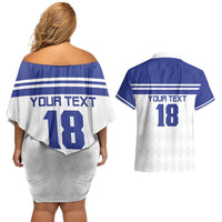 Custom Nicaragua Football Couples Matching Off Shoulder Short Dress and Hawaiian Shirt La Azul y Blanco - Wonder Print Shop
