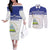 Custom Nicaragua Football Couples Matching Off The Shoulder Long Sleeve Dress and Long Sleeve Button Shirt La Azul y Blanco - Wonder Print Shop